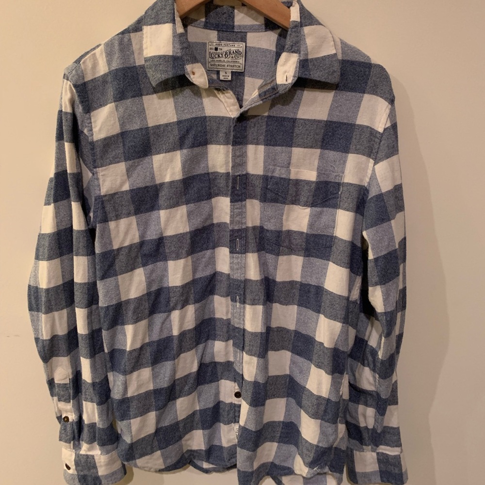 Lucky Brand Flannel - blue, white - S